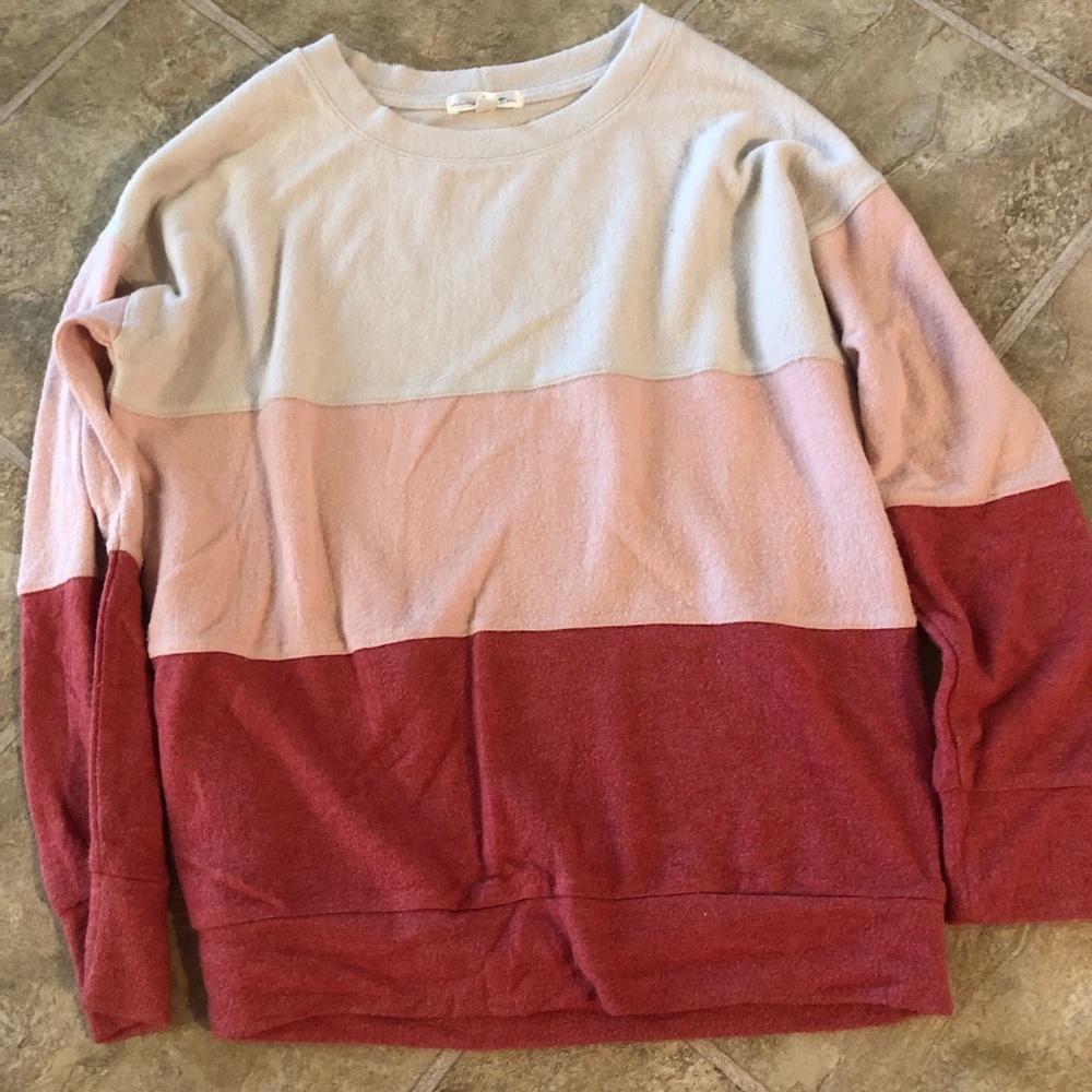 Sweater, size S, cream/pink/red